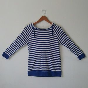Blue and White Striped Hoodie